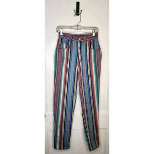 Size 9 Vintage Steel Jeans Aztec Stripe Distressed Made In USA
